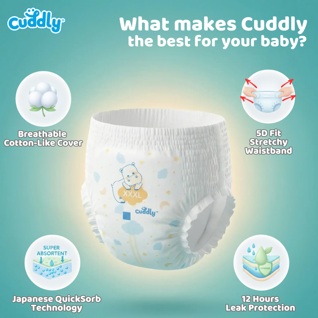 Cuddly All Day Overnight Premium Baby Pants Diaper 30's - EXTRA LARGE