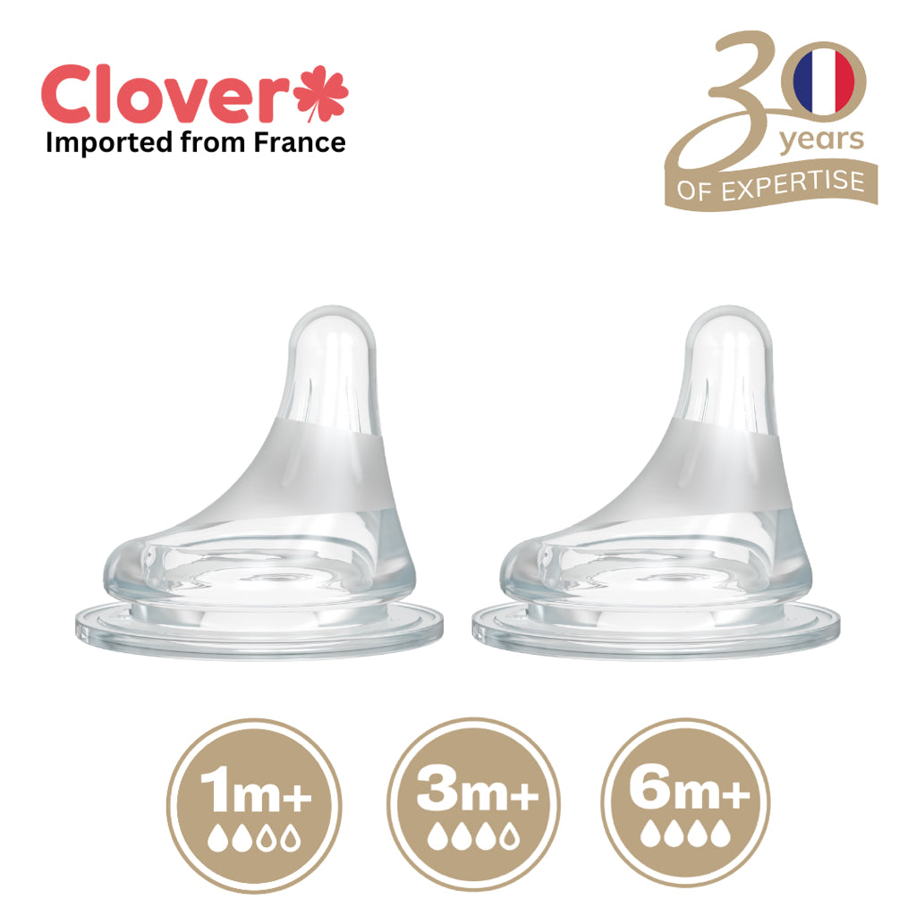 Clover Baby Anti-colic Slow Flow Nipples, 2-pack, Shaped like Mommy™