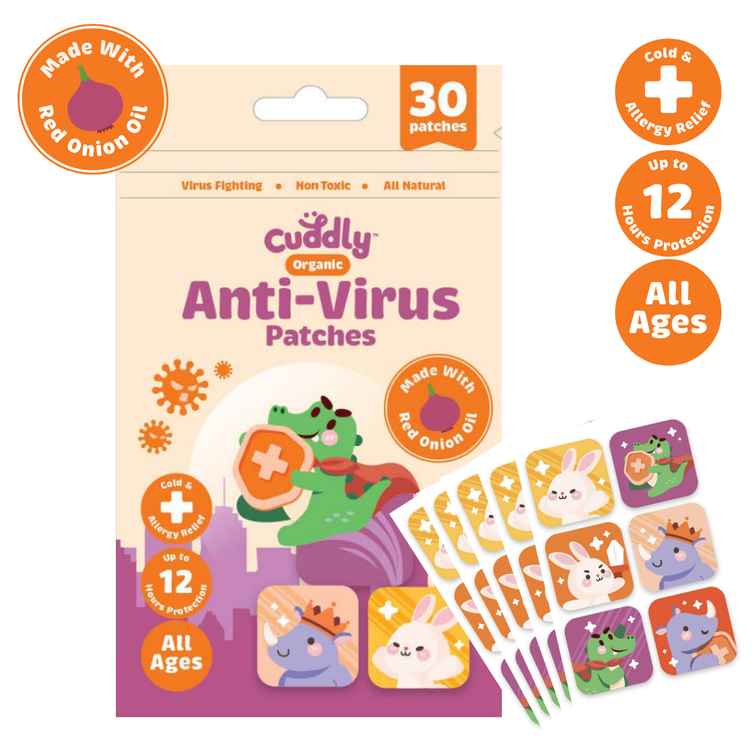 Cuddly Anti-Virus Red Onion Patches (30pcs) for Kids & Adults, Natural Immunity, Drug Free