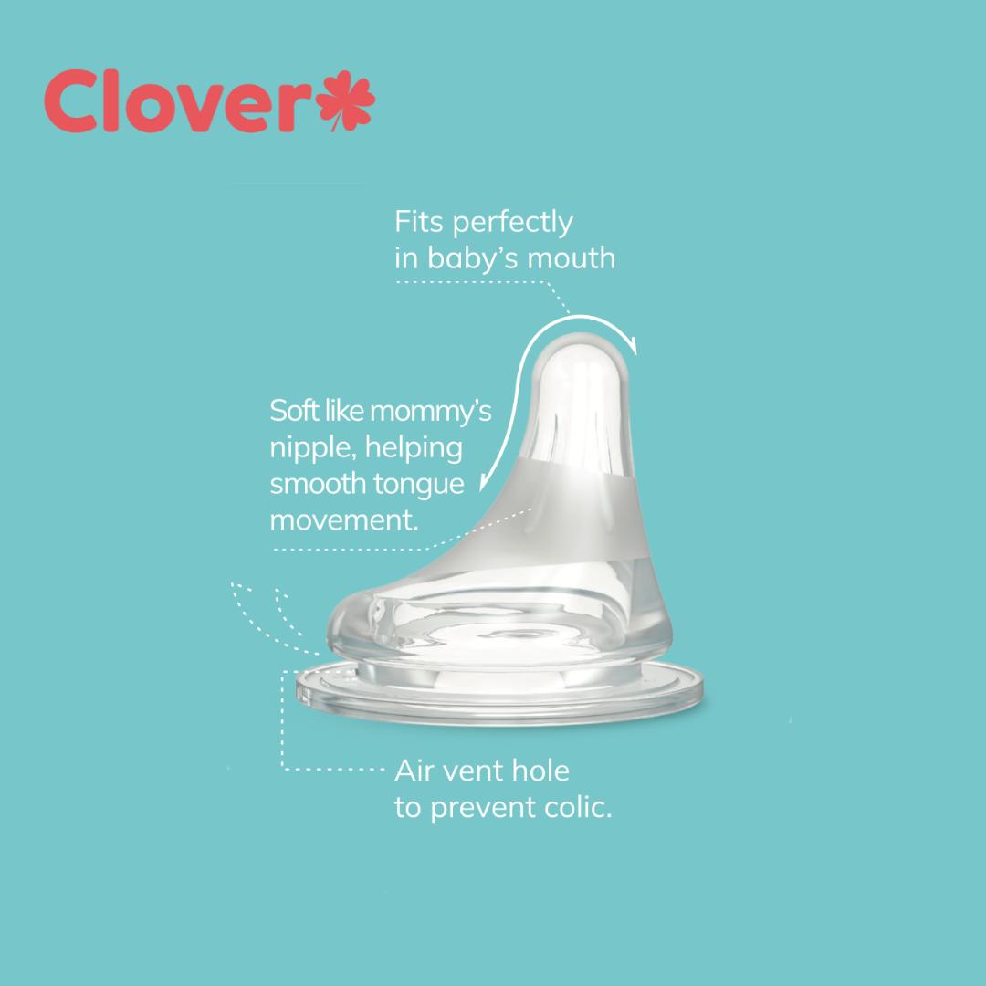 Clover Baby Anti-colic Slow Flow Nipples, 2-pack, Shaped like Mommy™