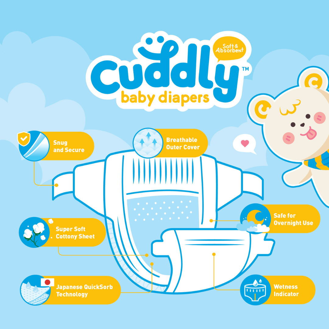 NEW Cuddly Premium Tape Japanese Baby Diaper 120's SMALL