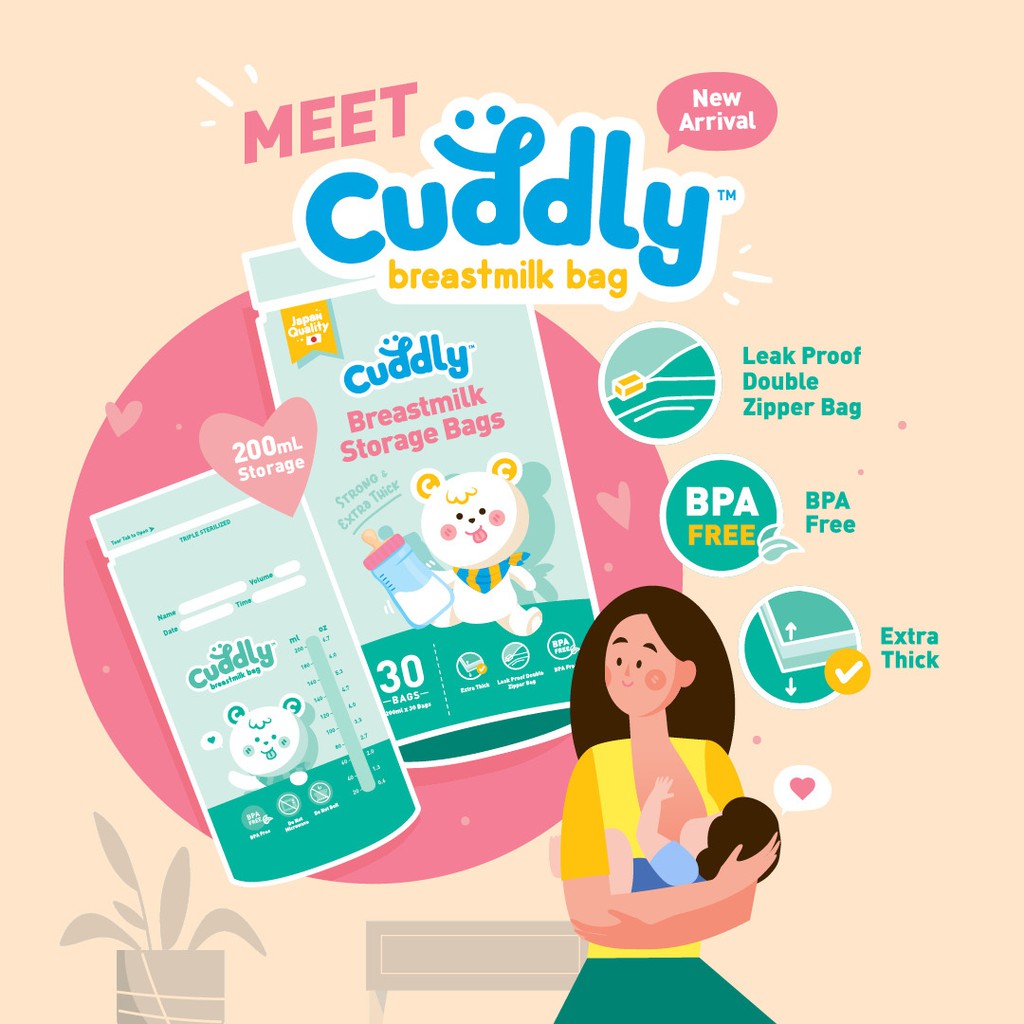 Cuddly BPA FREE  Breastmilk Storage Bag 200mL (30 Bags per Pack)