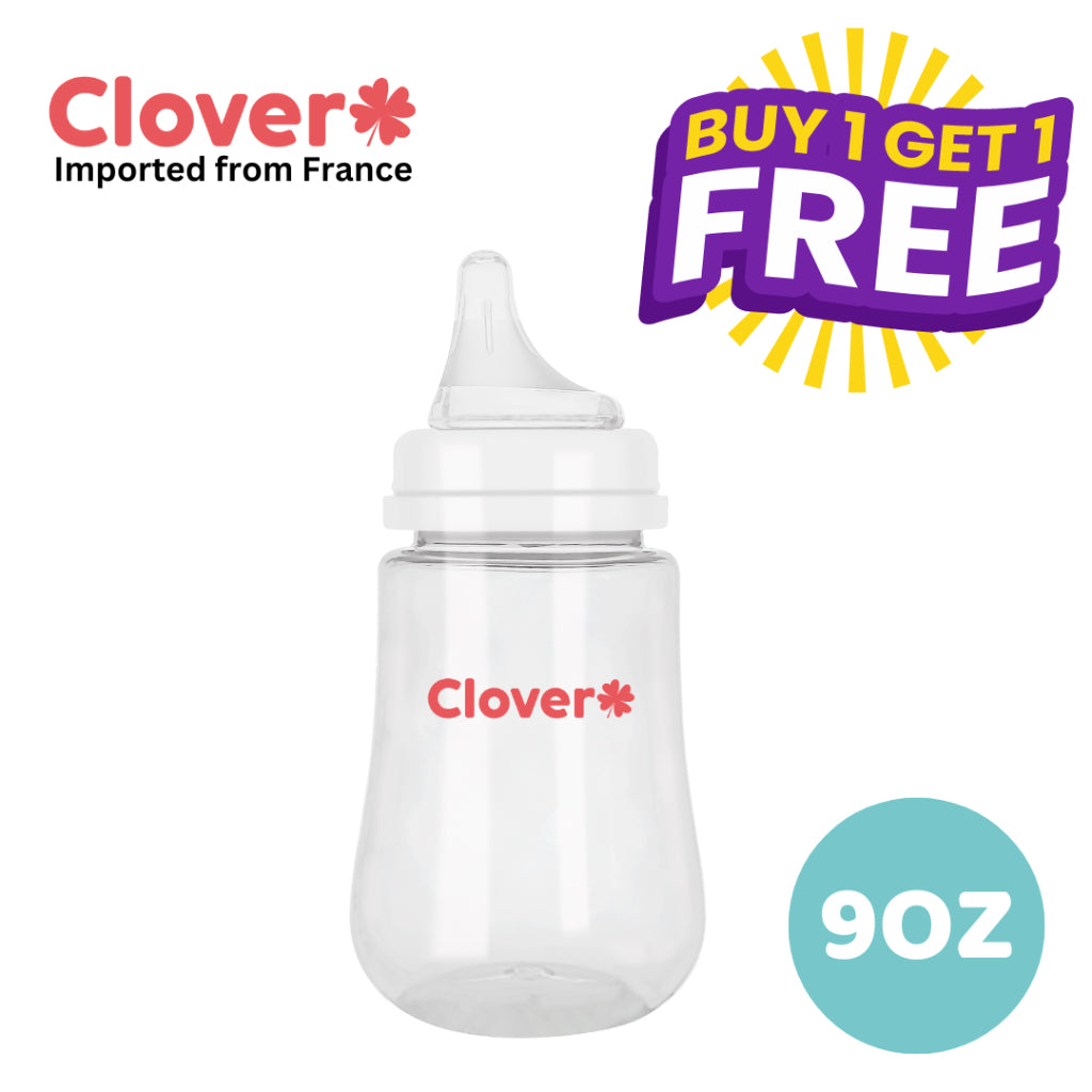 [Buy 1 Take 1] Clover Anti-Colic Baby Bottle 9oz 270ml with  Off Center Nipple Leak Proof