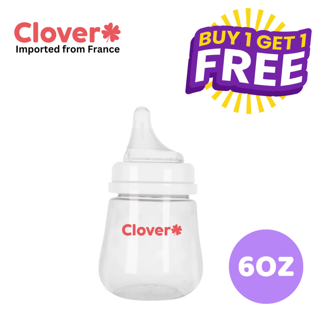 [Buy 1 Take 1] Clover Anti-Colic Baby Bottle 6oz 180ml with Shaped Like Mommy Off Center Nipple
