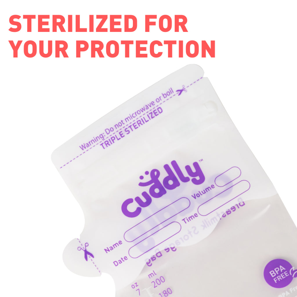 Cuddly Premium Extra Thick Breastmilk Storage Bag with Spout 200mL (30 Bags per Pack)