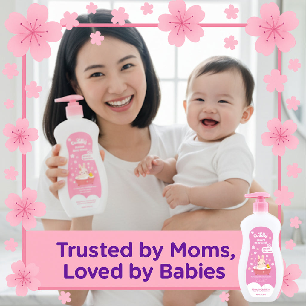 Cuddly Baby Wash Hair & Body Wash 500ml Cherry Blossom Scent Extra Gentle Care for All Skin Types