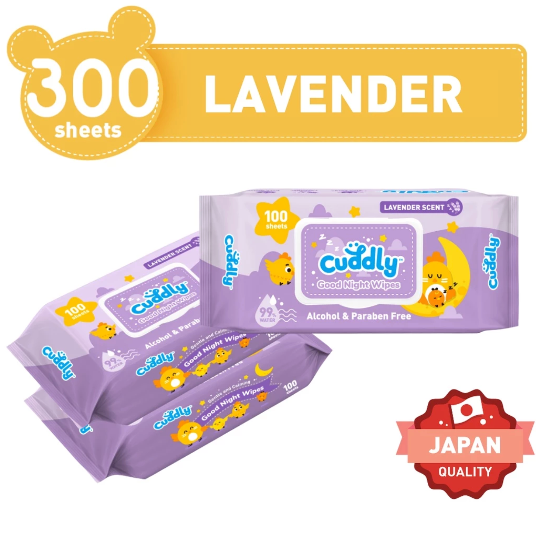 Cuddly Good Night Baby Wipes 100 Sheets - LAVENDER SCENT