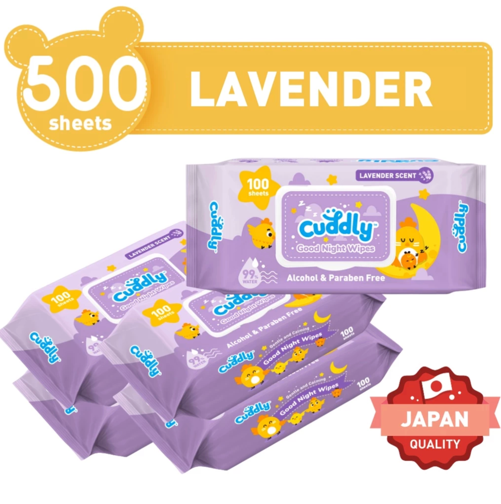 Cuddly Good Night Baby Wipes 100 Sheets - LAVENDER SCENT
