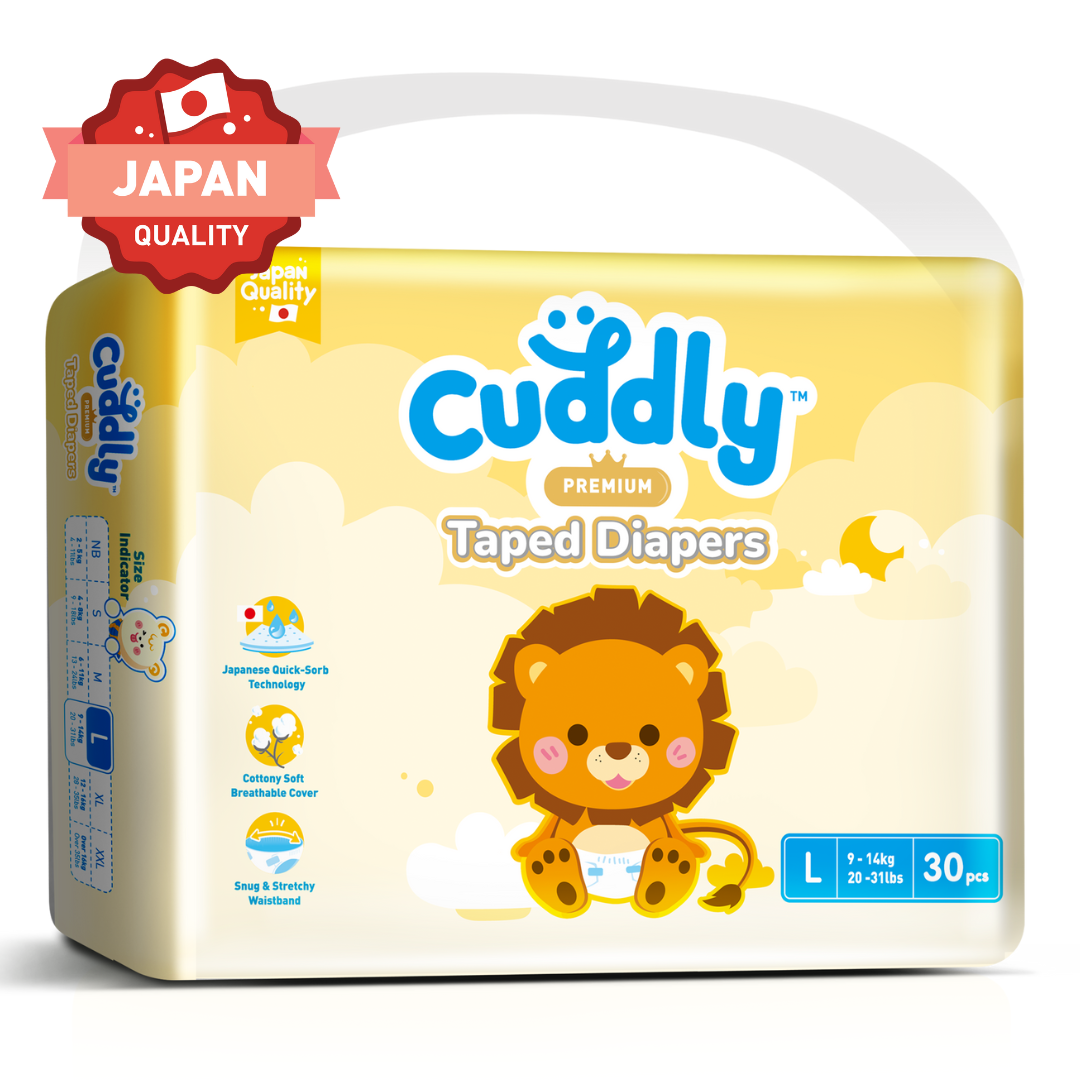 NEW Cuddly Premium Tape Japanese Baby Diaper LARGE - 30pcs