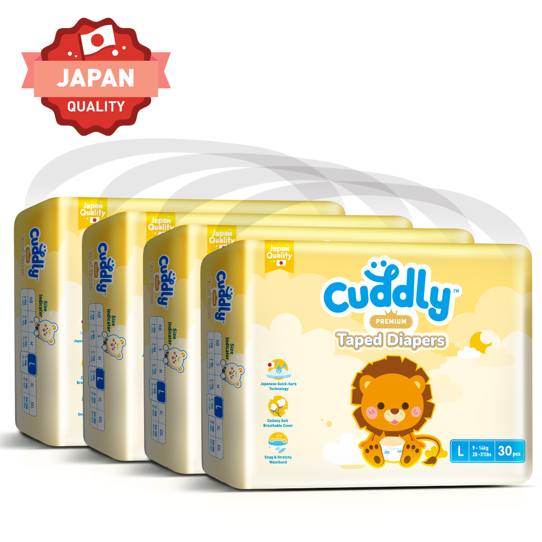 NEW Cuddly Premium Tape Japanese Baby Diaper LARGE - 120pcs