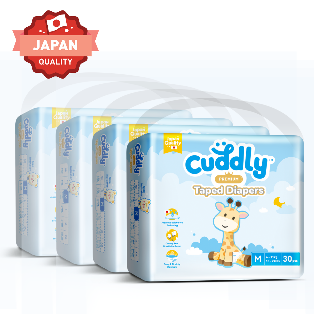 NEW Cuddly Premium Tape Japanese Baby Diaper MEDIUM - 120pcs