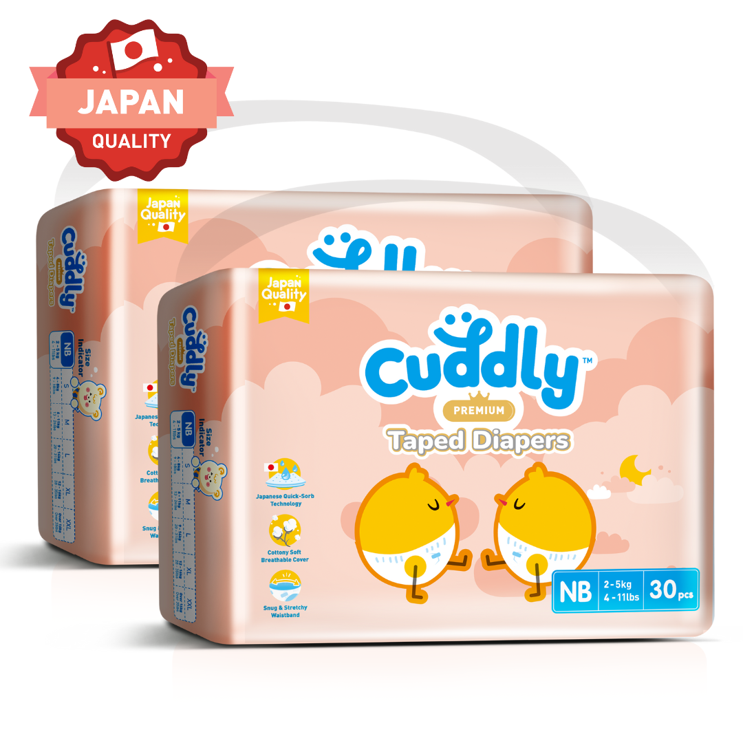 NEW Cuddly Premium Tape Japanese Baby Diaper NEWBORN - 60pcs