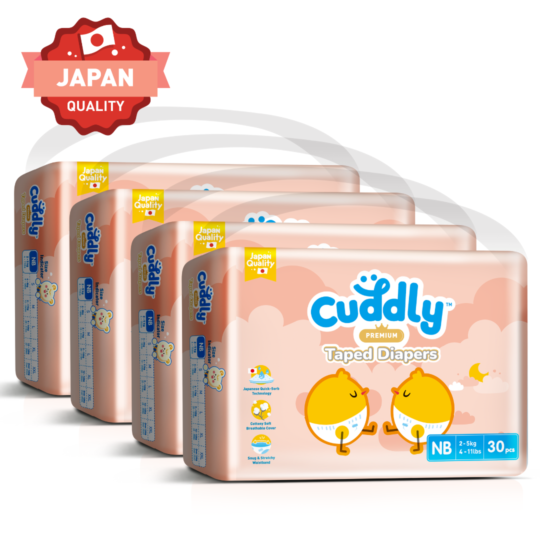 NEW Cuddly Premium Tape Japanese Baby Diaper NEWBORN - 120pcs