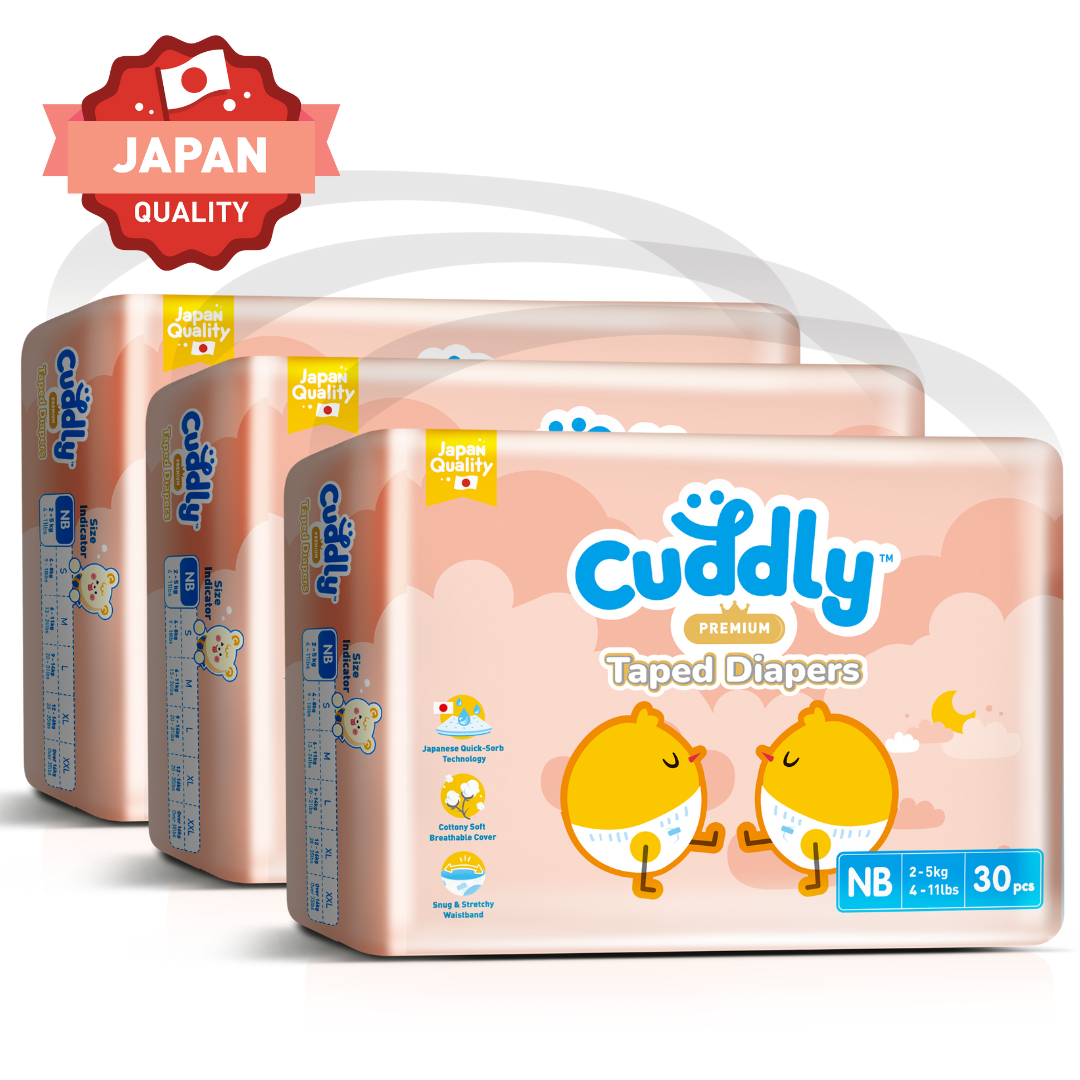 NEW Cuddly Premium Tape Japanese Baby Diaper NEWBORN - 90pcs