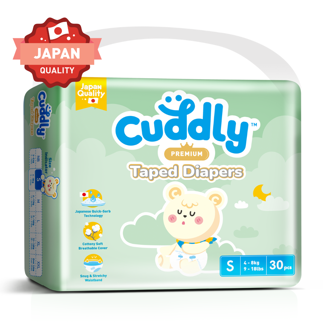 NEW Cuddly Premium Tape Japanese Baby Diaper 30's SMALL