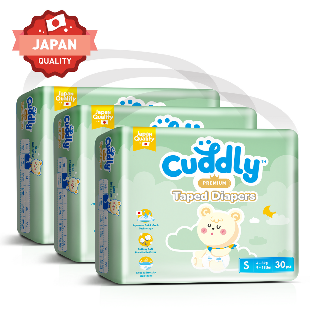 NEW Cuddly Premium Tape Japanese Baby Diaper 90's SMALL