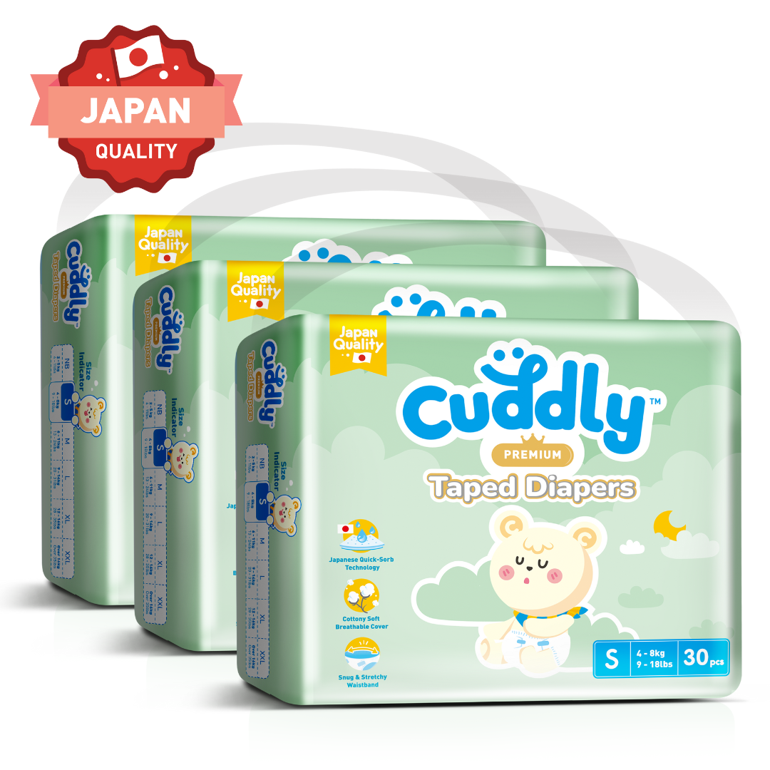 NEW Cuddly Premium Tape Japanese Baby Diaper 90's SMALL